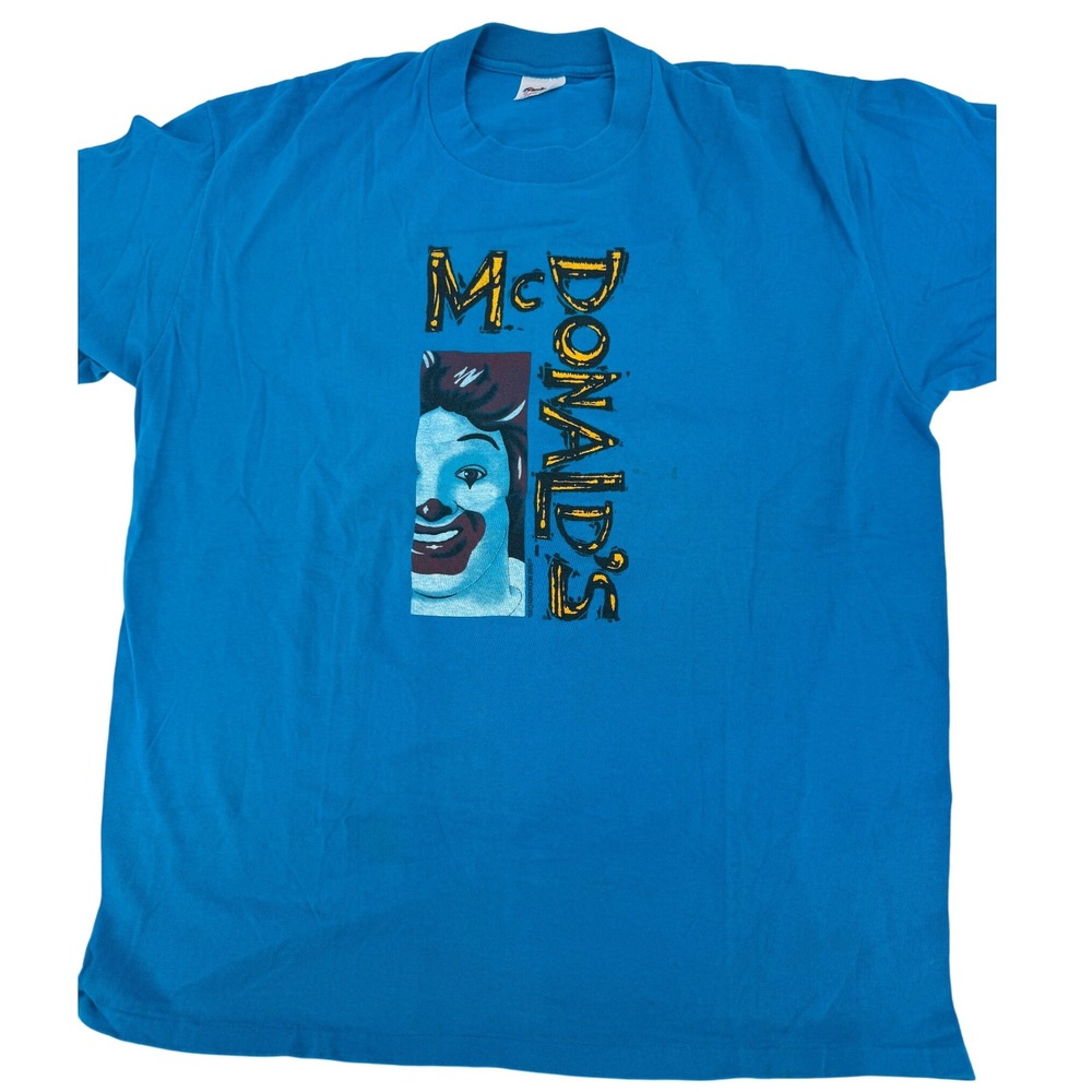 Vintage McDonalds T Shirt XL‎ Ronald McDonald Blue Graphic  1988 Single Stitch